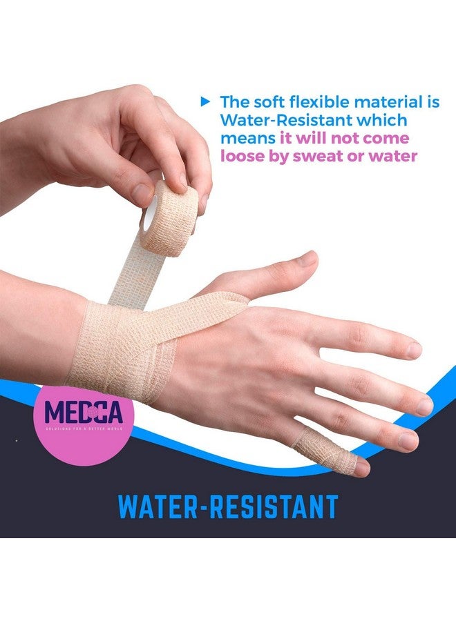 MEDca Self Adherent Cohesive Tape (Pack Of 12)1” 2" 3" X 5 Yards (Light Tan) Self Adhesive Bandage Rolls & Sports Athletic Wrap For Ankle Wrist Sprains - Image 2