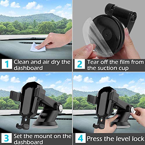 Adeptt VH-4022D Gravity Car Phone Mount, Washable Strong Sticky Gel Pad with One-Touch Design Dashboard/Windshield Universal Car Phone Holder (Black) - Image 3