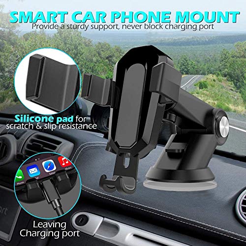 Adeptt VH-4022D Gravity Car Phone Mount, Washable Strong Sticky Gel Pad with One-Touch Design Dashboard/Windshield Universal Car Phone Holder (Black) - Image 2
