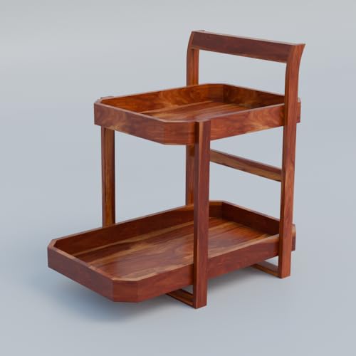Furnelift Wooden Kitchen Organizer For Storage - Sheesham Wood Rack For Kitchen - 2 Tier Rack For Counter top Organizer - Jars And Bottle Holder (Premium Honey Finish) - Image 4