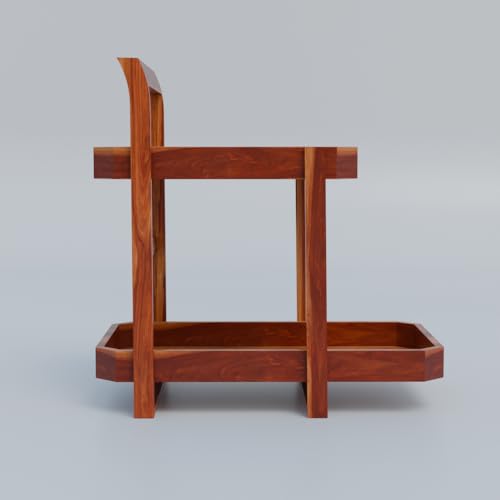 Furnelift Wooden Kitchen Organizer For Storage - Sheesham Wood Rack For Kitchen - 2 Tier Rack For Counter top Organizer - Jars And Bottle Holder (Premium Honey Finish) - Image 2