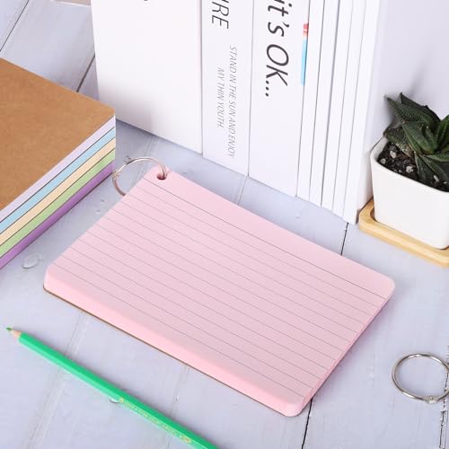 zmybcpack 6 Pack 360 Pcs Lined Index Cards 5 x 8 Inches, Assorted Colored Flash Cards with Ring, Lined Note Cards Study Flashcards for School, Office, College - Image 5