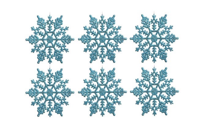 KIPOKALOR TURQUOISE PLASTIC SNOWFLAKE ORNAMENTS 24PCS TINY SPARKLING IRIDESCENT GLITTER SNOWFLAKE ORNAMENTS ON STRING HANGER FOR DECORATINGCHIRSTMASS TREECRAFTING AND EMBELLISHING 3INCH TURQUOISE