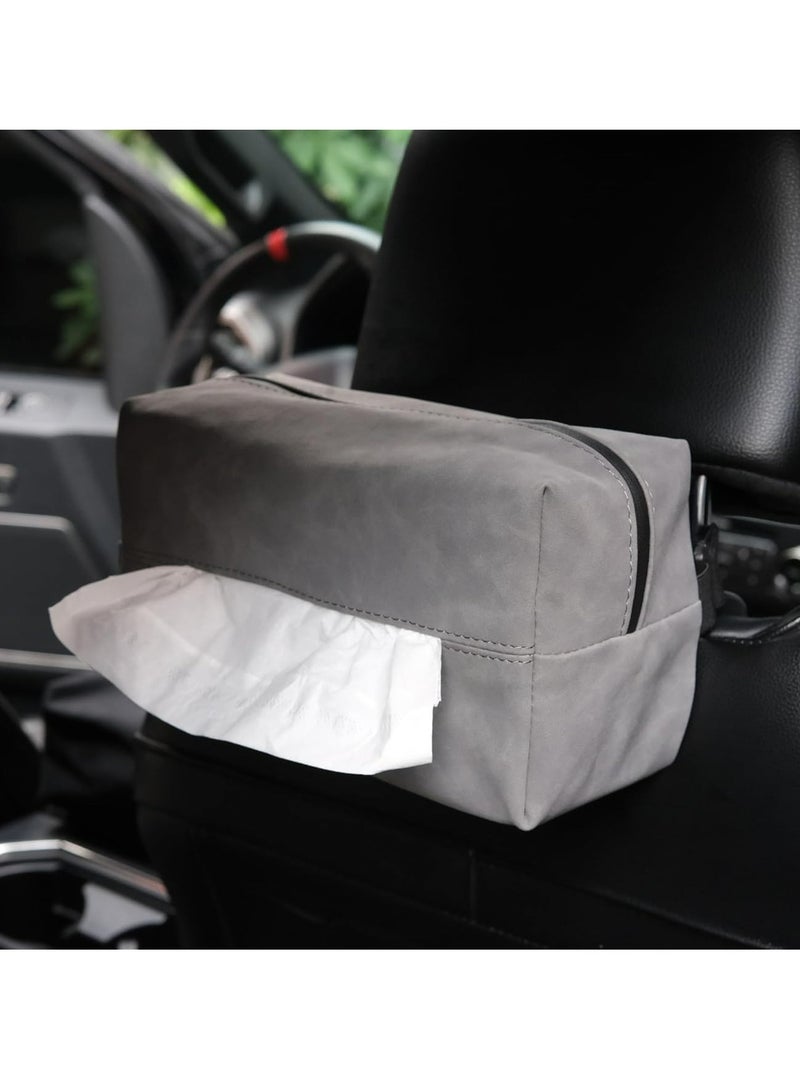 بيوينتي حامل مناديل السيارة لـ 120 مقعد سيارة مناديل قياسي كبير جدًا من جلد الغزال غطاء صندوق مناديل (رمادي) - Image 1