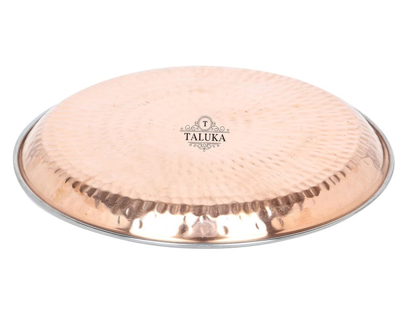 Taluka 105 x 03 inches Approx Handmade Copper Plate Copper Thali Rice Plate for use Dinner Restaurant Hotel Home Gift Item - Image 2