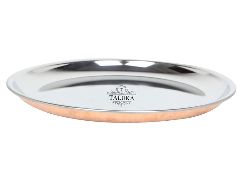 Taluka 105 x 03 inches Approx Handmade Copper Plate Copper Thali Rice Plate for use Dinner Restaurant Hotel Home Gift Item - Image 1