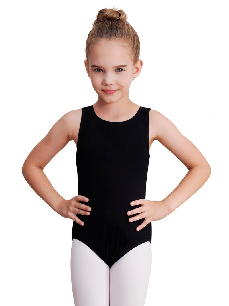 WEGETIT Leotards for Girls Gymnastics Black Sleeveless Leotard Toddler Dance Tank top Kids Ballet Bodysuit (Black, 2-4T) - Image 1