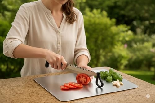 Swimero Cut N Chop Premium Vegetable Cutter with Chopping Board | Stainless Steel Multi-Blade Salad & Herb Chopper | Rustproof Kitchen Slicer - Image 5