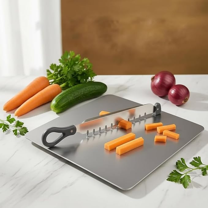 Swimero Cut N Chop Premium Vegetable Cutter with Chopping Board | Stainless Steel Multi-Blade Salad & Herb Chopper | Rustproof Kitchen Slicer - Image 3