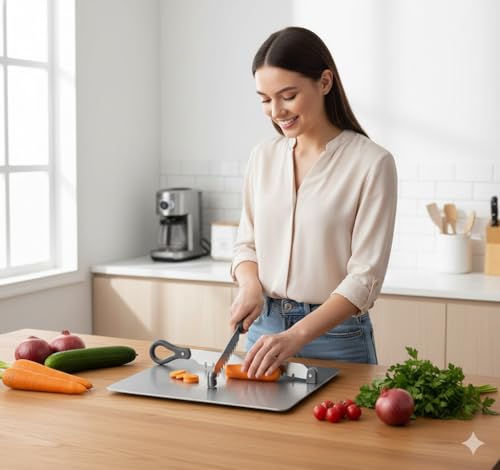 Swimero Cut N Chop Premium Vegetable Cutter with Chopping Board | Stainless Steel Multi-Blade Salad & Herb Chopper | Rustproof Kitchen Slicer - Image 2
