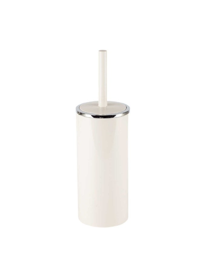 Primanova Acrylic Toilet Brush With Holder And Silver Frame Freestanding Bathroom Cleaning Brush Cylindrical Design 33 cm Height 10.5 cm Diameter (Beige) - Image 1