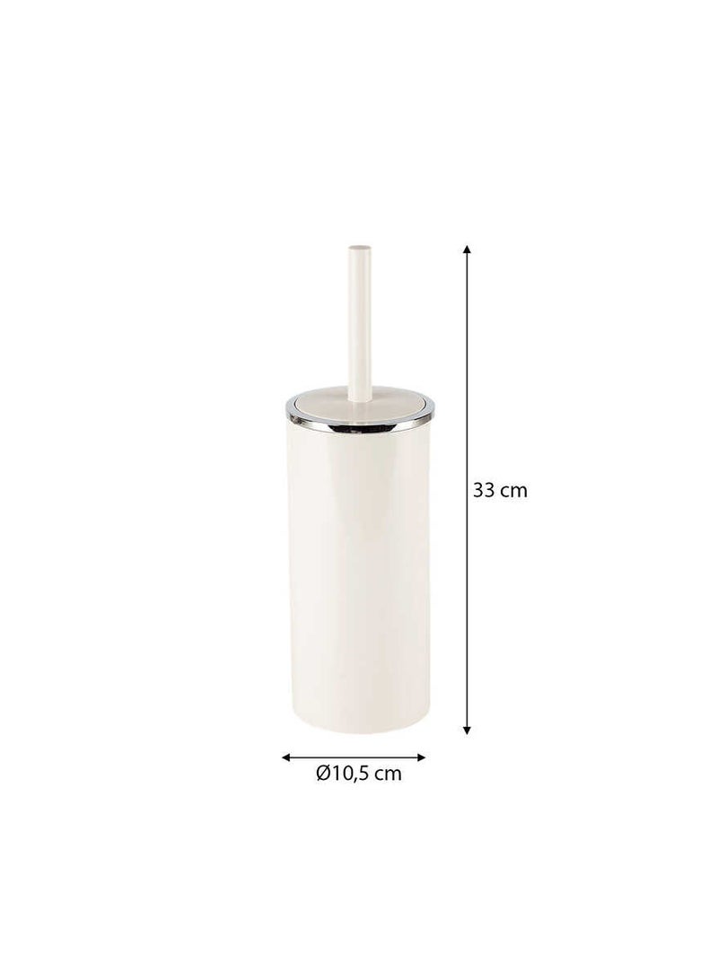 Primanova Acrylic Toilet Brush With Holder And Silver Frame Freestanding Bathroom Cleaning Brush Cylindrical Design 33 cm Height 10.5 cm Diameter (Beige) - Image 4