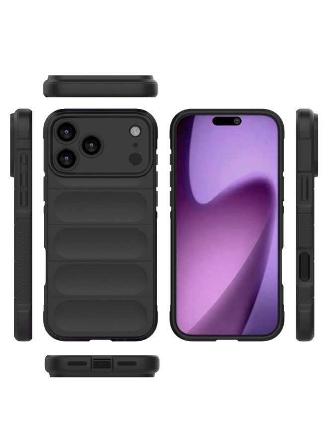 جراب موبايل ماجيك شيلد  سيليكون مضاد للصدمات وحمايه للكاميرا متوافق  Iphone 17 Pro Max (اسود) - Image 1