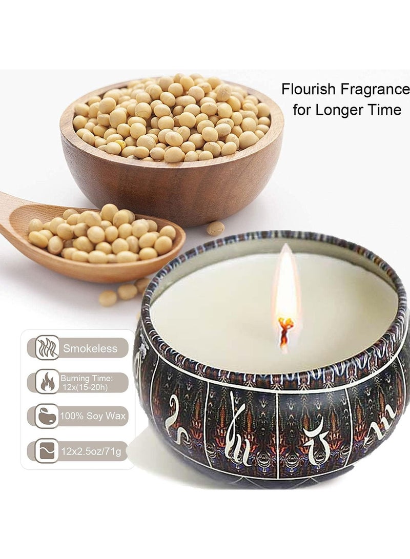 TAPIT Scented Candles Gifts Set 12 Soy Wax Jar Candles Set Candles for Home Scented with Portable Travel Tin Candles Gifts for Women Birthday Gift Mother’s Day Gift (12 pcs)  - Image 2