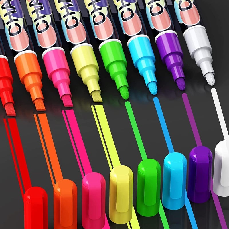 ARROLLIANT Dual Tip Liquid Chalk Markers Pens for Chalkboard, Erasable Chalkboard Markers with 6mm Reversible Tip for Blackboard, Whiteboard, Windows, Glass, Mirror, Signs, Bistro (Pack of 8) - Image 1