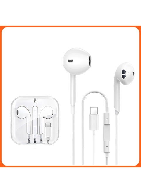سماعات الرأس السلكية مناسبة لهاتف Apple iPhone 16/15/14/13/12 الأصلي 11 داخل الأذن برأس مسطح مع تحكم سلكي بمنفذ L-لون: Fruit سماعات الرأس من الجيل الثاني [منفذ type-c] - صندوق كريستالي