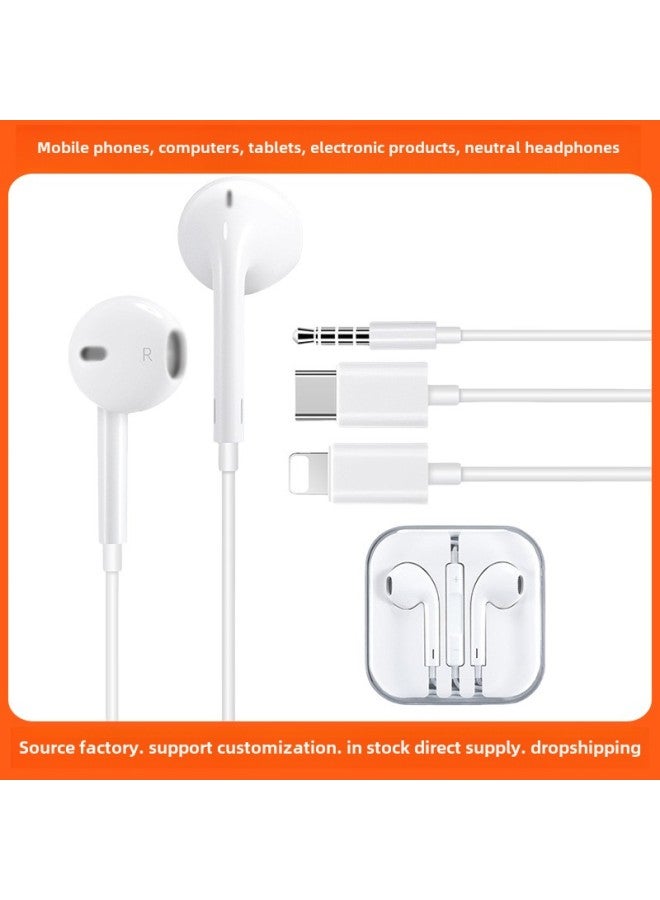 سماعات الرأس السلكية مناسبة لهاتف Apple iPhone 16/15/14/13/12 الأصلي 11 داخل الأذن برأس مسطح مع تحكم سلكي بمنفذ L-لون: Fruit سماعات الرأس من الجيل الثاني [منفذ type-c] - صندوق كريستالي