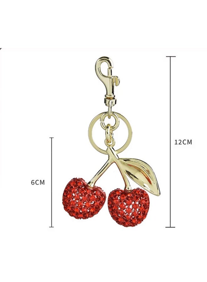Lyaxm Keychain Ring For Keys, Glitter Cherry Bag Charm with Key Ring and Clip,Anti-lost Car Keychain, Sparkling Resin & Metal Accessory for Purses and Bags - Image 3