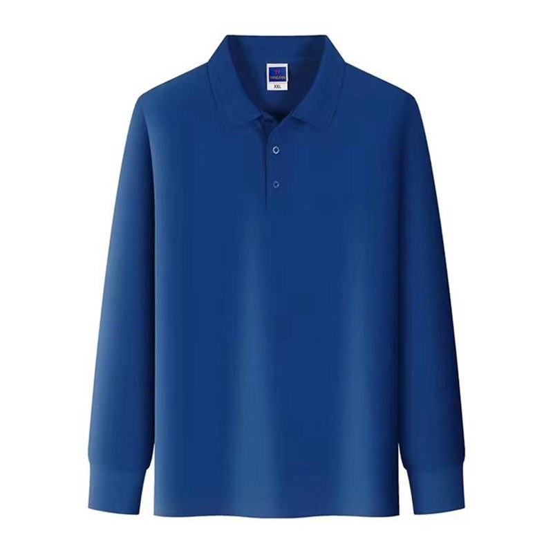 قميص بولو بأكمام طويلة من قطن إيكو 200 جرام للرجال باللون الأزرق الياقوتي - Image 5