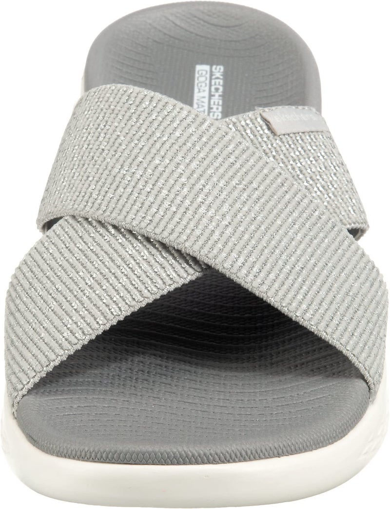 Skechers Women's On-the-GO 600 - Glistening Metallic Mesh Slide Sandals, Silver, 8 - Image 4