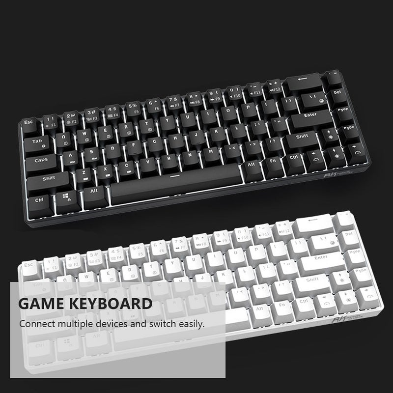 2 pcs RK855 Mechanical Keyboard Office Portable 68-key Keyboard White - Image 3