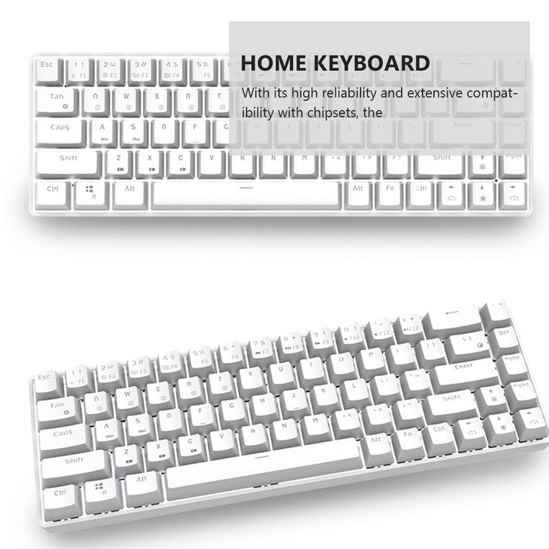 2 pcs RK855 Mechanical Keyboard Office Portable 68-key Keyboard White - Image 2