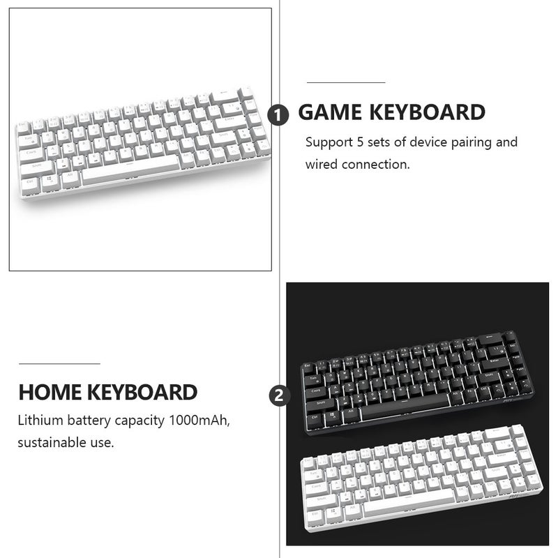 2 pcs RK855 Mechanical Keyboard Office Portable 68-key Keyboard White - Image 5