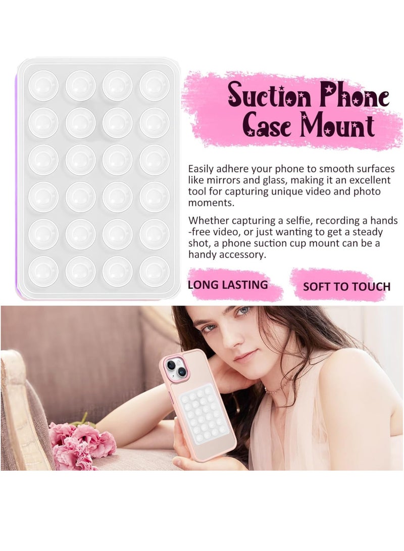 HIPOP 2pc Silicone Suction Cup Wall Stand Mat Multifunctional 24 Square Suction Phone Anti-Slip Wall Phone Holder Mount | White - Image 2
