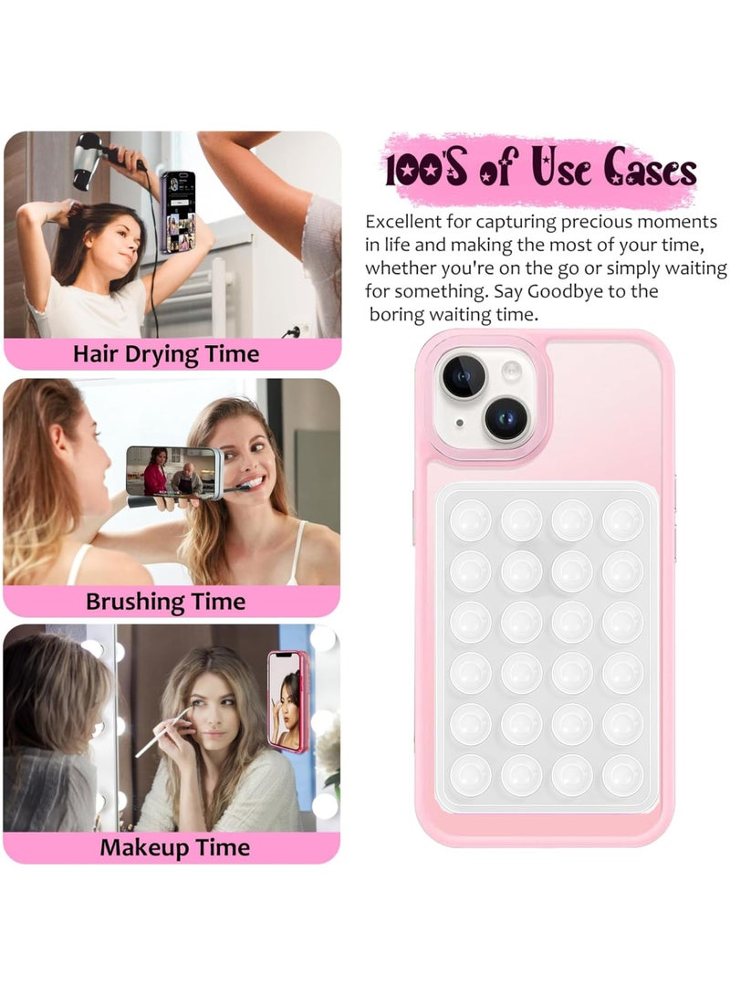 HIPOP 2pc Silicone Suction Cup Wall Stand Mat Multifunctional 24 Square Suction Phone Anti-Slip Wall Phone Holder Mount | White - Image 3