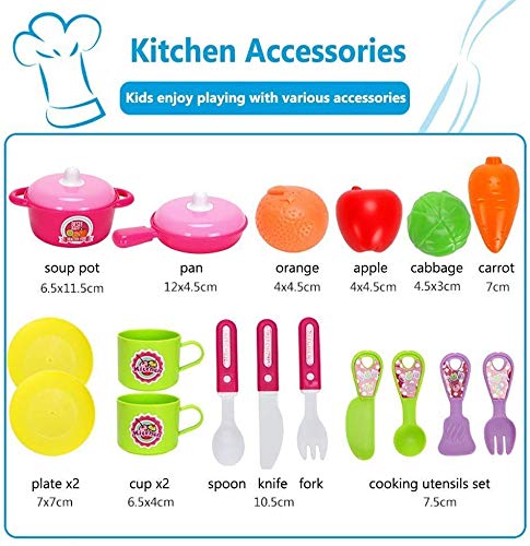 twisha enterprise pretend play carry along kitchen food play set for girls (26 pcs w/o stickers) (ice cream candy)-Pink - Image 3