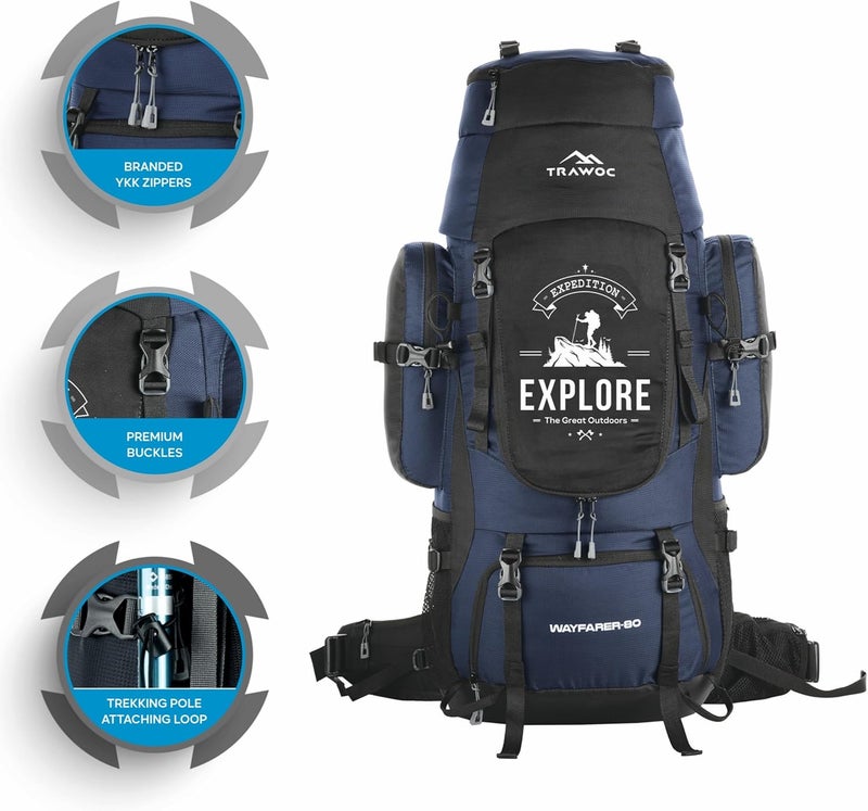 TRAWOC WAYFARER 80L Camping Hiking Rucksack - Image 2