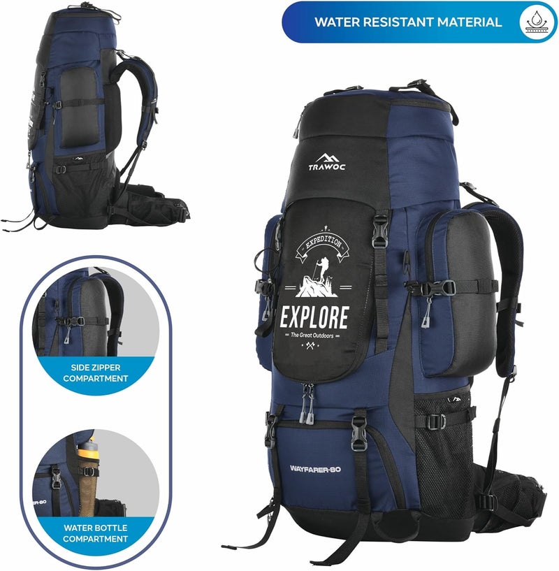 TRAWOC WAYFARER 80L Camping Hiking Rucksack - Image 5