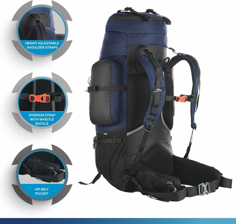 TRAWOC WAYFARER 80L Camping Hiking Rucksack - Image 4
