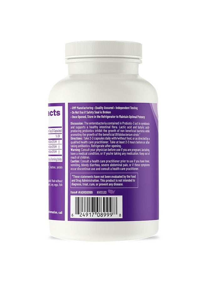 AOR - , Probiotic 3, Digestive Aid For A Healthy Gastrointestinal Tract, Gut Flora And Immune Response, Dietary Supplement, 45 Servings (90 Capsules) - Image 1