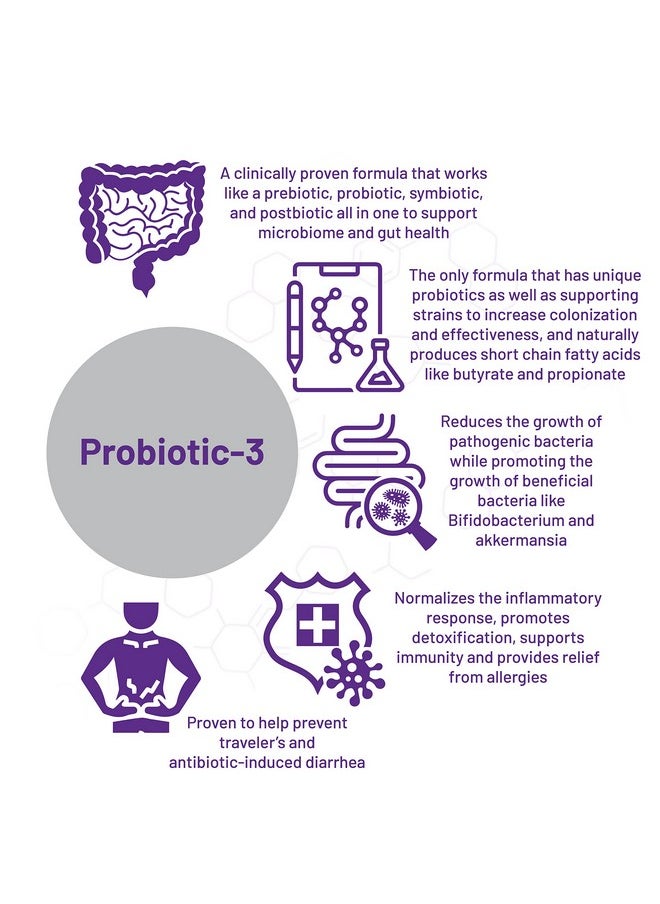 AOR - , Probiotic 3, Digestive Aid For A Healthy Gastrointestinal Tract, Gut Flora And Immune Response, Dietary Supplement, 45 Servings (90 Capsules) - Image 1