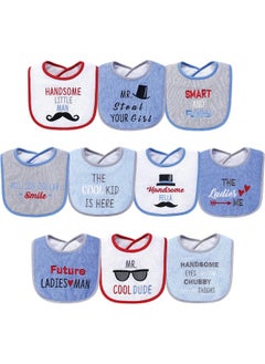 hudson baby Hudson Baby Unisex Baby Cotton Terry Drooler Bibs with Fiber Filling, Handsome Eyes, One Size 