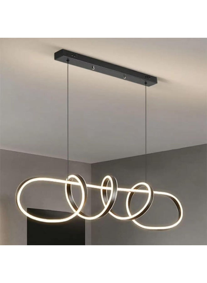 المفتاحة مصباح LED حلقي حديث - ثريا سقف قابلة للتعتيم لغرفة الطعام وغرفة المعيشة وجزيرة المطبخ - ارتفاع قابل للتعديل، تركيبات ألمنيوم موفرة للطاقة مع إضاءة بيضاء دافئة ناعمة - Image 1