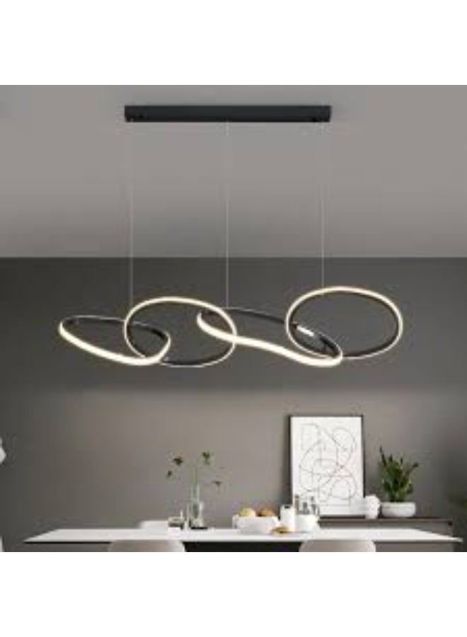 المفتاحة مصباح LED حلقي حديث - ثريا سقف قابلة للتعتيم لغرفة الطعام وغرفة المعيشة وجزيرة المطبخ - ارتفاع قابل للتعديل، تركيبات ألمنيوم موفرة للطاقة مع إضاءة بيضاء دافئة ناعمة - Image 2