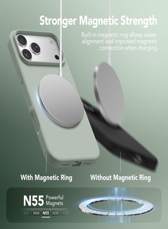 GONEZ Magnetic for iPhone 17 Pro Case, Compatible with MagSafe, [Screen Protector + Camera Lens Protector], Liquid Silicone Anti-Scratch Shockproof Protective Phone Case 6.3 inch, Calke Green - Image 3
