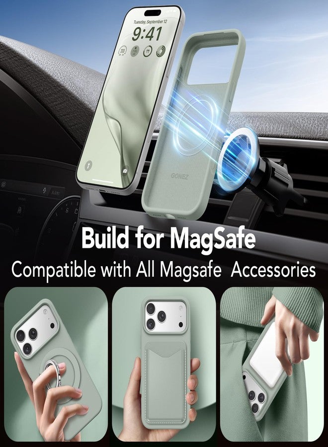 GONEZ Magnetic for iPhone 17 Pro Case, Compatible with MagSafe, [Screen Protector + Camera Lens Protector], Liquid Silicone Anti-Scratch Shockproof Protective Phone Case 6.3 inch, Calke Green - Image 4