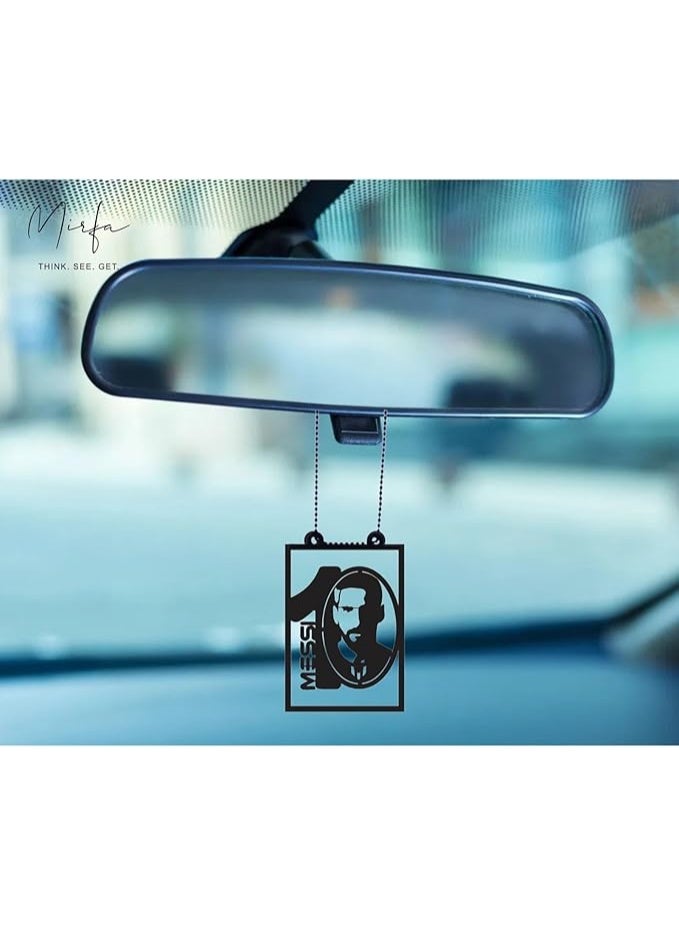 MIRFA Rearview Mirror Hanging Pendant - Wood - Black (10 - Lionel Andrés Messi) - Image 4