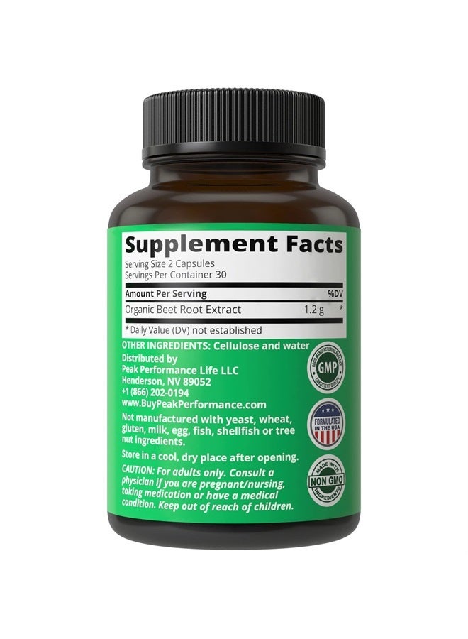 Peak Performance Beet Root Vegan Capsules. USA Grown Beets Juice Powder Super Food Pills 1200 mg. Nitric Oxide Energy Boosting Beetroot Polyphenol Support Supplement - Image 4
