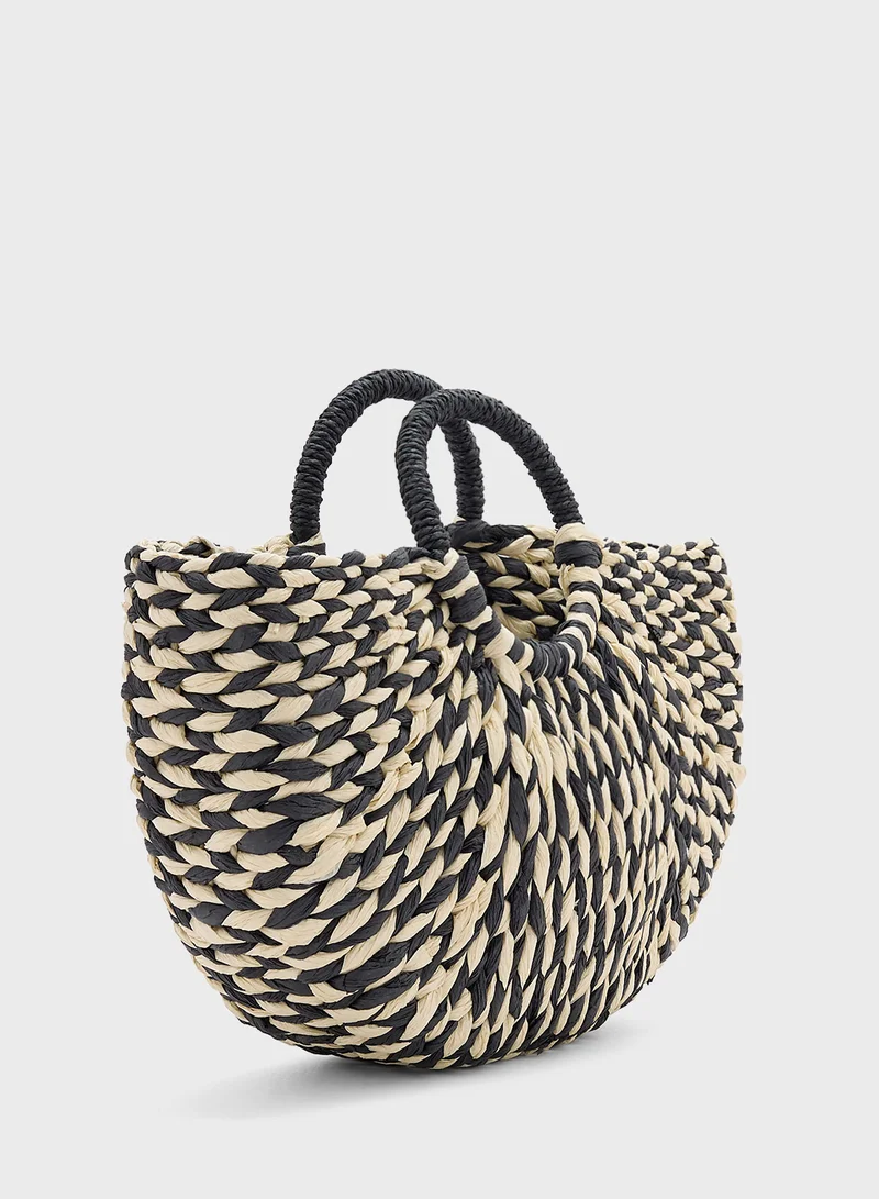 ELLA Woven Raffia Beach Tote Bag