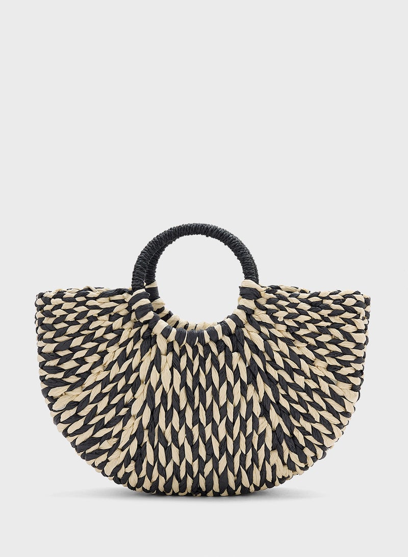 ELLA Woven Raffia Beach Tote Bag - Image 1