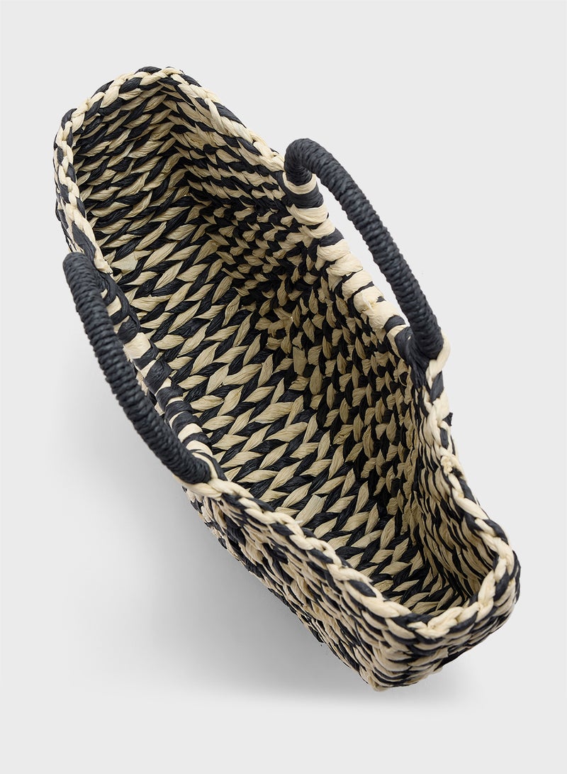 ELLA Woven Raffia Beach Tote Bag - Image 5