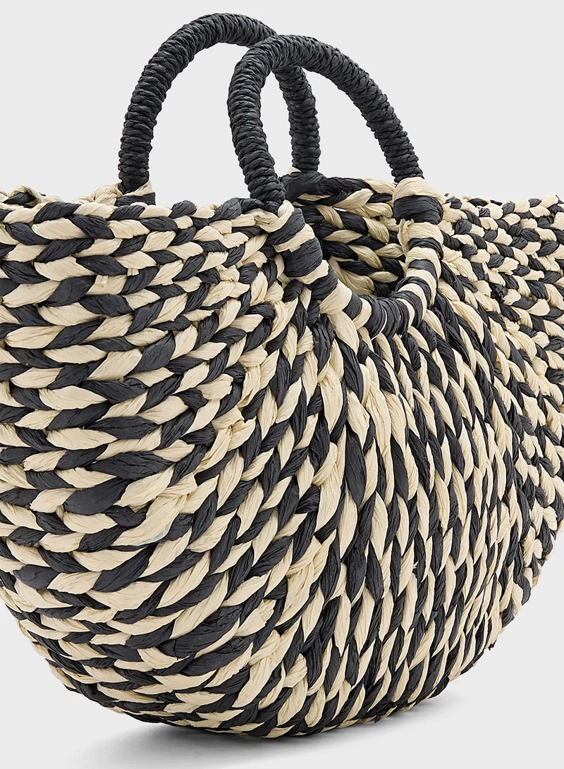 ELLA Woven Raffia Beach Tote Bag