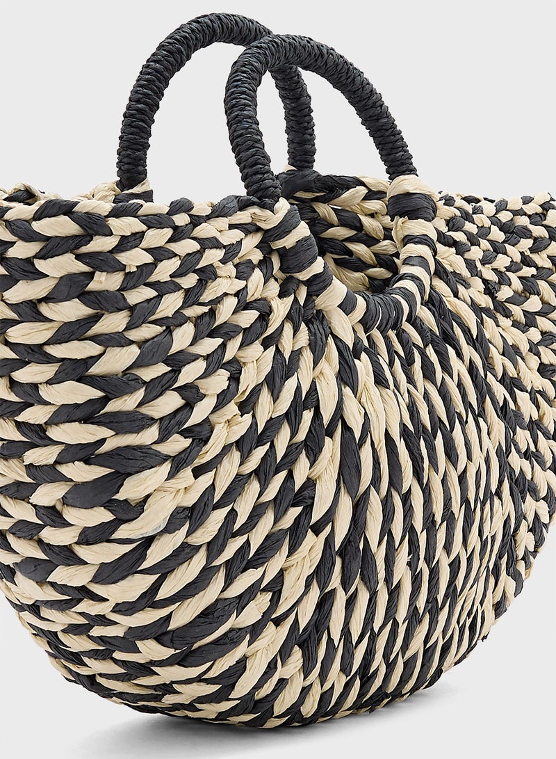 ELLA Woven Raffia Beach Tote Bag - Image 4