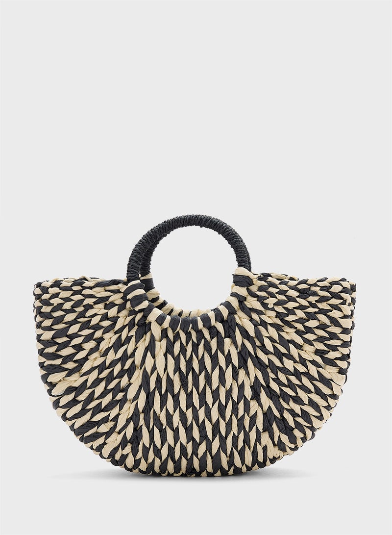 ELLA Woven Raffia Beach Tote Bag - Image 2