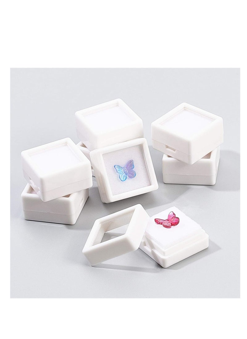 KASTWAVE - Mini Square Acrylic Jewelry Box 36 Pack White Gemstone Display Box Container with Clear Top Lids and Sponge for Festival Gems Coins Jewelry Packing - Image 1