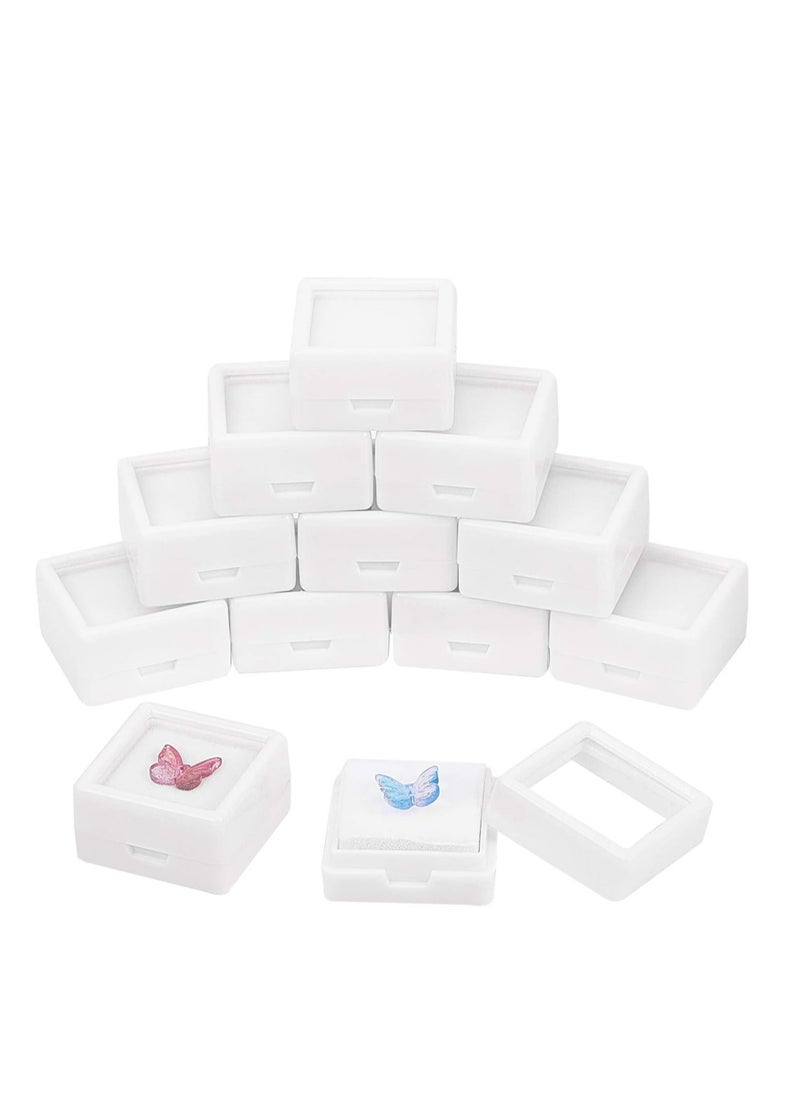 KASTWAVE - Mini Square Acrylic Jewelry Box 36 Pack White Gemstone Display Box Container with Clear Top Lids and Sponge for Festival Gems Coins Jewelry Packing - Image 1